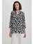 Regular Fit Bisiklet Yaka Desenli Uzun Kollu Gömlek U2962AZ23SM 3