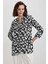Regular Fit Bisiklet Yaka Desenli Uzun Kollu Gömlek U2962AZ23SM 4
