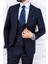 Erkek Slim Fit Sivri Yaka Lacivert Yelekli Takım Elbise 2