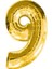 9 Rakamı Altın Folyo Balon 16 Inch 40 cm 1