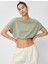 Crop Tişört Bisiklet Yaka Kısa Kollu Beli Lastikli 1