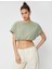 Crop Tişört Bisiklet Yaka Kısa Kollu Beli Lastikli 3