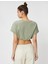 Crop Tişört Bisiklet Yaka Kısa Kollu Beli Lastikli 4