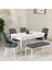 Hera Serisi Açılabilir Mdf Mutfak Salon Masa Takımı 4 Sandalye+1 Bench Beyaz Mermer Görünümlü 1
