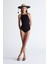 Styleboom X Peraluna GRETA BODY Halter Yaka Arkası Çapraz Alttan Çıtçıtlı Kadın Triko Body - Siyah 1
