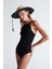 Styleboom X Peraluna GRETA BODY Halter Yaka Arkası Çapraz Alttan Çıtçıtlı Kadın Triko Body - Siyah 2