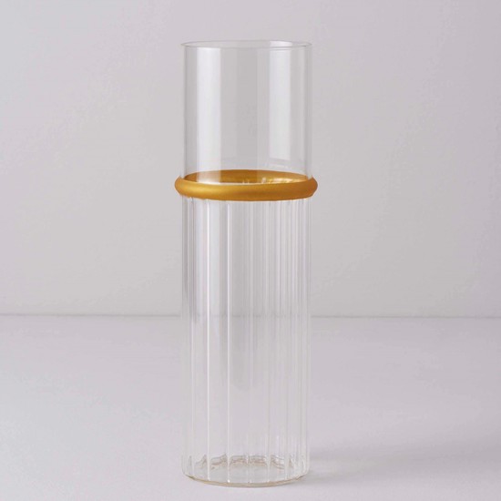 Linens Waves Cam 9X9X30 cm Vazo ŞeffafGold Fiyatı