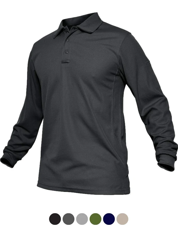 Ghassy Co. Erkek Jersey Golf Polo Gömlek  Pike Performans Taktik Askeri Uzun Kollu T-Shirt