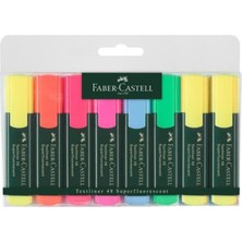 Faber-Castell Fosforlu Kalem 8 Li 1 Paket Textliner Canlı Renkler Kesik Uçlu Işaretleme Kalemi Sarı Turuncu Kırmızı Pembe Mavi Yeşil