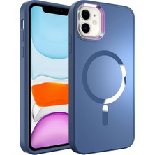 Case Street Apple iPhone 11 Kılıf Stil Serisi Mat Wireless Tacsafe Kapak Mavi