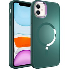 Case Street Apple iPhone 11 Kılıf Stil Serisi Mat Wireless Tacsafe Kapak Yeşil