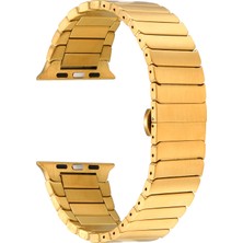 Case Street Apple Watch Se 2 2022 44MM Kordon Alüminyum Alaşım Çizgi Desenli KRD79 Gold