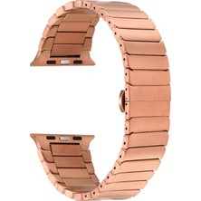 Smcase Apple Watch 7 45MM Armband Kordon Alüminyum Alaşım Çizgi Desenli KRD79 Bronz