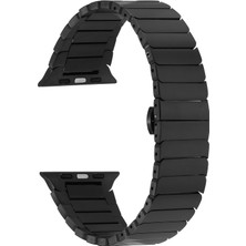 Smcase Apple Watch Series 8 41MM Armband Kordon Alüminyum Alaşım Çizgi Desenli KRD79 Siyah