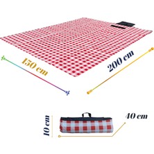 Okavango  Kırmızı Küçük Pötikareli Masa Piknik Örtüsü, Masa Örtüsü 150 x 200 cm
