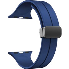 Smcase Apple Watch Ultra Armband Kordon Ayalanabilir Mıknatıslı Mat Silikon KRD84 Mavi