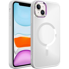 Smcase Apple iPhone 14 Case Kılıf Stil Serisi Mat Wireless Tacsafe Kapak Beyaz