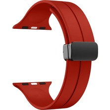 Smcase Apple Watch 4 5 44MM Armband Kordon Ayalanabilir Mıknatıslı Mat Silikon KRD84 Kırmızı