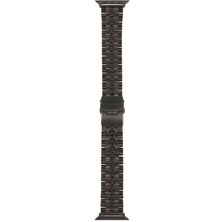 Smcase Apple Watch Series 3 4 5 44MM Armband Kordon Mat Parlak Şerit Bakla Desenli KRD54 Siyah