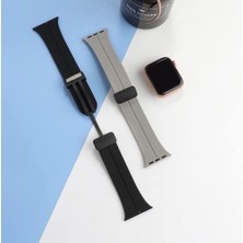 Dlrcase Apple Watch Se 2 2022 44MM Armband Kordon Ayalanabilir Mıknatıslı Mat Silikon KRD84 Koyu Yeşil