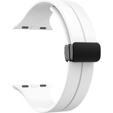Dlrcase Apple Watch Series 8 45MM Armband Kordon Ayalanabilir Mıknatıslı Mat Silikon KRD84 Beyaz
