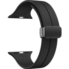 Dlrcase Apple Watch Se 2 2022 44MM Armband Kordon Ayalanabilir Mıknatıslı Mat Silikon KRD84 Siyah