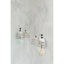 Suntel Banyo ve Mutfak Aksesuarları Yapışkanlı Kancalı 2 Adet Set Banyo Rafı SB04SY