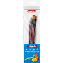 Bigpoint 123 Serisi Sentetik Kıl Yuvarlak ve Kesik Uçlu Fırça Seti 4'lü Blister