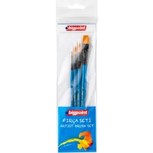 Bigpoint 111 & 210F Serisi Sentetik Kıl Yuvarlak ve Kesik Uçlu Fırça Seti 4'lü Blister