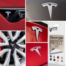 Ipg Tesla Model 3 Özel Kesim Logo Seti - Direksiyon Ön Arka Jantlar ve Sensörler Için 9'lu Tesla Logo Sticker Seri