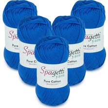 Spagetti Yarn Pure Cotton 5'li Saks Mavi El Örgü Ipliği