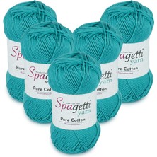 Spagetti Yarn Pure Cotton 5'li Deniz Mavi El Örgü Ipliği