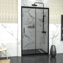 Tekno Duşakabin Black Capello 6mm Füme Cam  1 Sabit 1 Sürgü Iki Duvar Arası Duşakabin