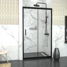 Tekno Duşakabin Black Capello 6 mm Şeffaf Cam 1 Sabit 1 Sürgü İki Duvar Arası Duşakabin