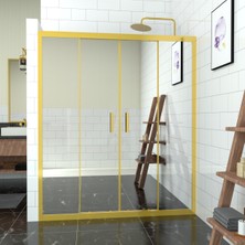 Tekno Duşakabin Gold Castor 6mm Reflekte Cam 2 Sabit 2 Sürgü Iki Duvar Arası Duşakabin