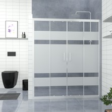 Tekno Duşakabin Silver Castor 6mm Kumlamalı Cam Orta Açılır 2 Sabit 2 Açılır Iki Duvar Arası Duşakabin