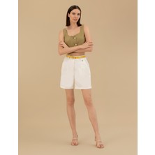 Pierre Cardin Kadın Ekru Bermuda Şort 50262680-VR019
