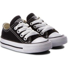 Dermobebek Unisex Günlük Keten Rahat Siyah Bebek&çocuk Sneaker Bağcıklı Kısa Convers Modeli Spor Ayakkabı