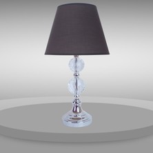 Dekovien Modern Kristal Top Gümüş Ayak Kumaş Füme Abajur