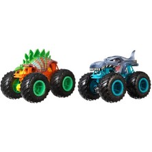 Matchbox FYJ64/HNX25 Hotwheels Monster Trucks Güçlü Ikili Arabalar - 1:64 Motosaurus - Mega Wrex