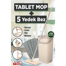 Durnes Tablet Mop Temizlik Kova Seti 5 Adet Microfiber Bezli