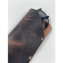MAT DERİ Rayban Gözlük Kabı Efektli Hakiki Deri El Yapımı Slim Okuma Gözlük Kılıfı