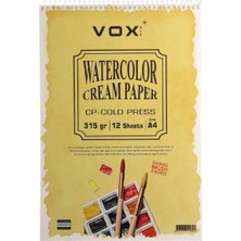 Vox Art Spiralli Watercolor Cream Paper Cold Press Sulu Boya Soğuk Baskı Defter A4 315GR 12YP