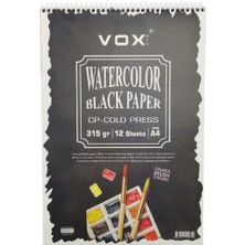 Vox Art Suluboya Sketch Defter A4 315GR 12 Yaprak Black Siyah