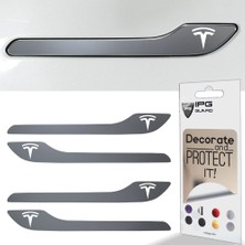 Ipg Tesla Model 3 - Model Y Için Özel Kesim Tesla Logolu Kapı Kolu Sticker Seti (4'lü Set)