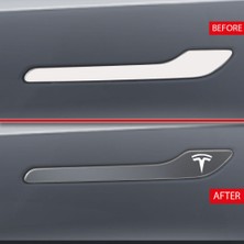 Ipg Tesla Model 3 - Model Y Için Özel Kesim Tesla Logolu Kapı Kolu Sticker Seti (4'lü Set)
