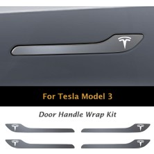 Ipg Tesla Model 3 - Model Y Için Özel Kesim Tesla Logolu Kapı Kolu Sticker Seti (4'lü Set)