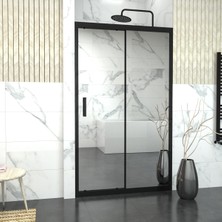 Tekno Duşakabin Black Capello 6mm Reflekte Cam 1 Sabit 1 Sürgü Iki Duvar Arası Duşakabin