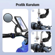 Coofbe Su Geçirmez Full Koruma Aynaya Takılan Motosiklet Telefon Tutucu Dikiz Aynası Motosiklet Tutucu