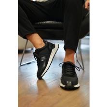 Parmenion Model Hakiki Deri Erkek Siyah Sneaker